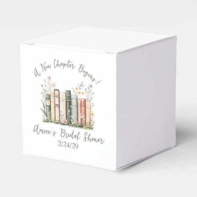 A New Chapter Begins! Spring Floral Bridal Shower Favour Box (Front Side)