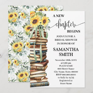 A New Chapter Begins Sunflowers Bridal Shower Invitation