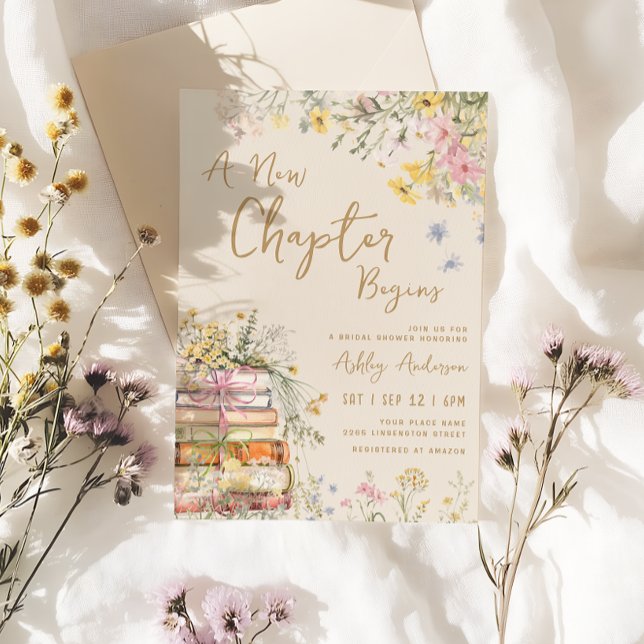 A New Chapter Begins Wildflower Bridal Shower Invitation (Creator Uploaded)