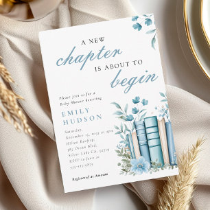 A New Chapter Blue Baby Shower Invitation