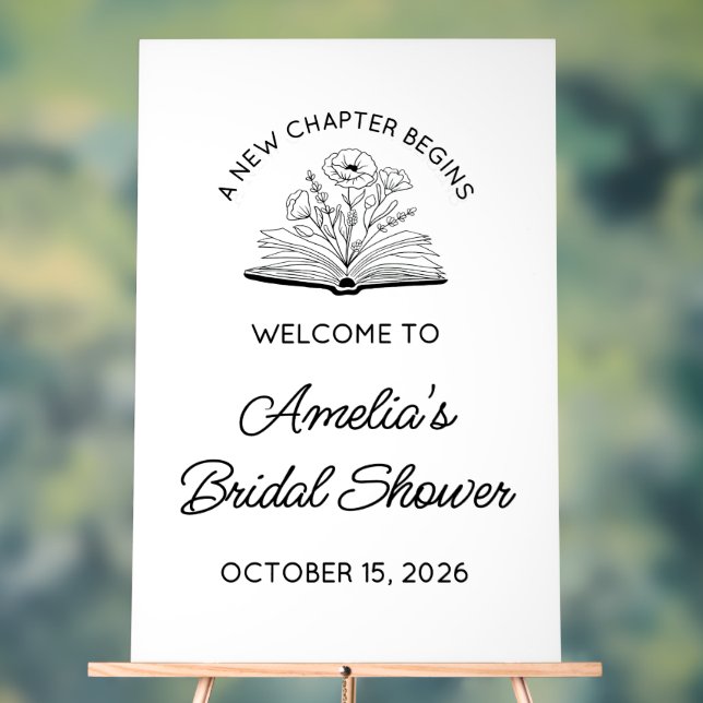 "A New Chapter" Book Bridal Shower Welcome Sign (Neutral)