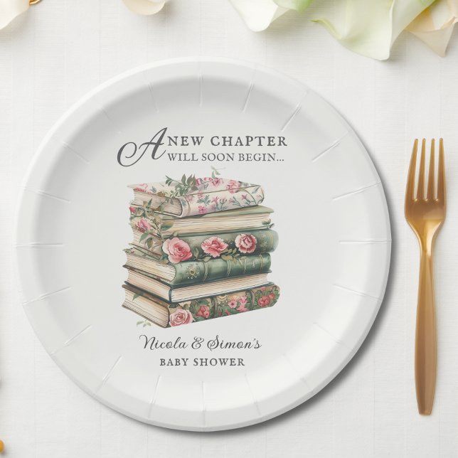 A New Chapter Book Theme Baby Shower Paper Plate (Creator Uploaded)