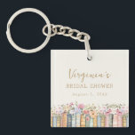 A New Chapter Books Bridal Shower<br><div class="desc">A New Chapter Begins. Carry a piece of your love story everywhere with the Wildflower and Books keychain, a small but meaningful keepsake that blends literary charm with timeless elegance. Featuring handpainted watercolor illustrations of stacked books and delicate wildflowers in soft pinks, blues, greens, and gold, this beautifully designed keychain...</div>