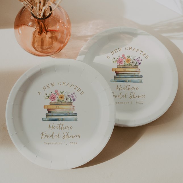 A New Chapter Books Bridal Shower Paper Plate (A New Chapter Books Wildflower Bridal Shower Paper Plates by Painted Paperie
)