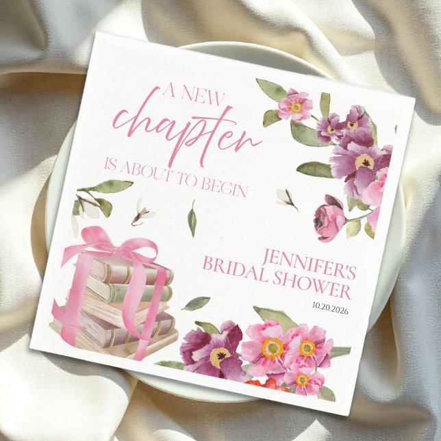 A New Chapter Books | Watercolor Bridal Shower Napkin (Creator Uploaded)
