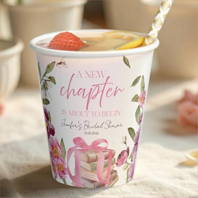 A New Chapter Books | Watercolor Bridal Shower Paper Cups (Creator Uploaded)