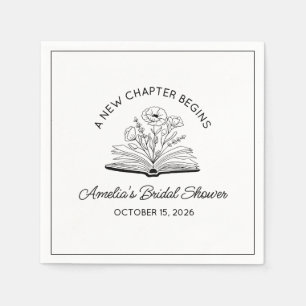 "A New Chapter" Bridal Shower Book Lover Elegant Napkin