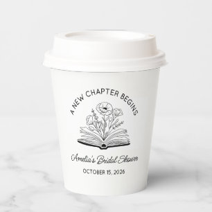 "A New Chapter" Bridal Shower Elegant Book Lover Paper Cups