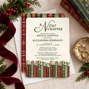 A New Chapter Christmas Book Themed Bridal Shower Invitation
