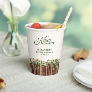 A New Chapter Christmas Book Themed Bridal Shower Paper Cups