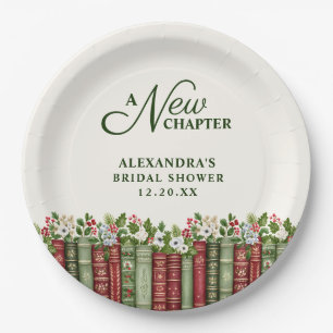 A New Chapter Christmas Book Themed Bridal Shower Paper Plate