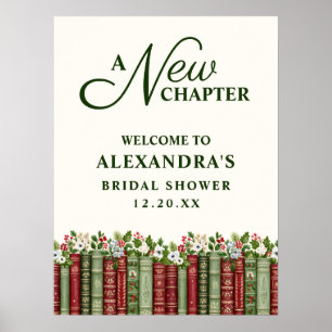 A New Chapter Christmas Book Themed Bridal Shower Poster