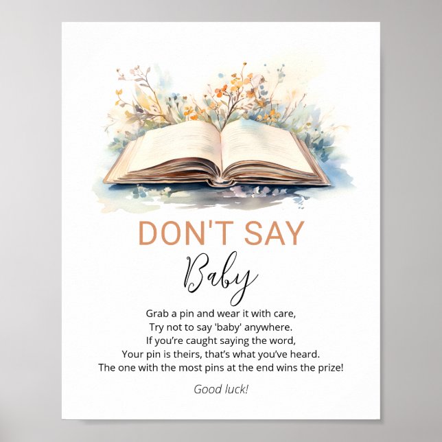 A New Chapter Don't Say Baby Shower Game Sign (Front)