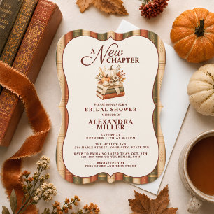 A New Chapter Fall Book Themed Bridal Shower Invitation