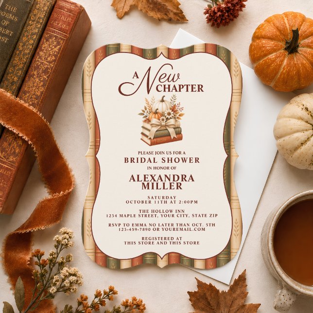 A New Chapter Fall Book Themed Bridal Shower Invitation (Creator Uploaded)