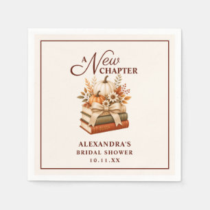 A New Chapter Fall Pumpkin Books Bridal Shower Napkin