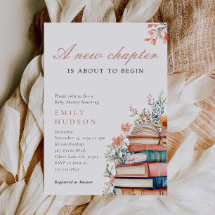 A New Chapter Floral Baby Shower Invitation