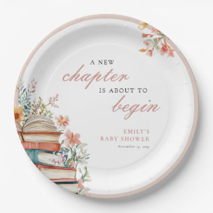 A New Chapter Floral Baby Shower Paper Plate