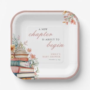 A New Chapter Floral Baby Shower Paper Plate