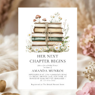 A New Chapter Floral Books Bridal Shower Invitation