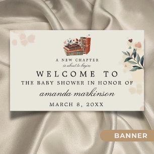 A New Chapter Is About Begins Baby Shower Welcome Banner