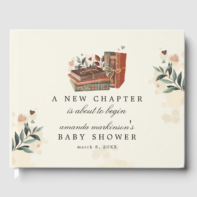 A New Chapter Is About to Begin Baby Shower Guest Book (Front)