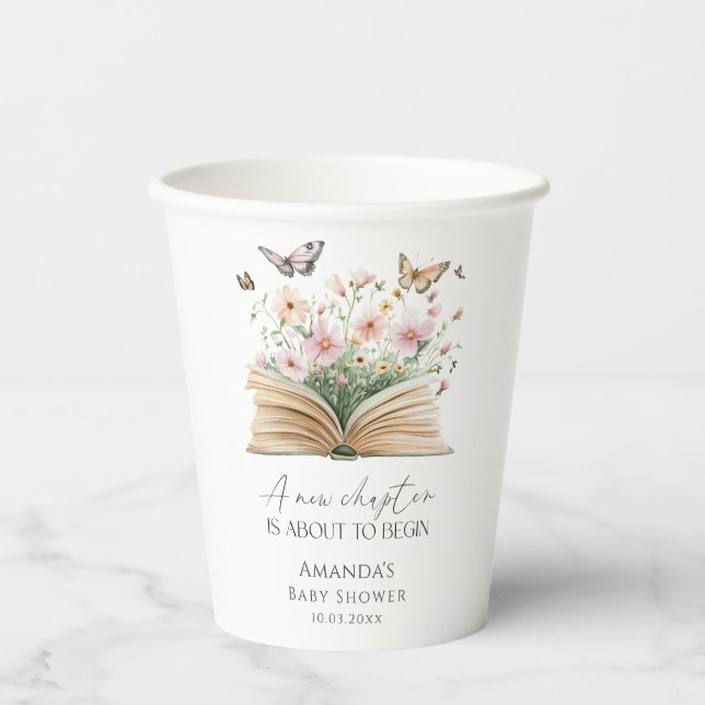 A New Chapter Is About To Begin  Baby Shower Paper Cups (Front)