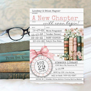 A New Chapter Library Card Pink Books Baby Shower