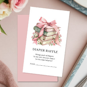 A New Chapter Pink Bow Baby Shower Diaper Raffle Enclosure Card