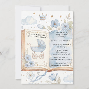 A new Chapter Story Book Boy Baby Shower Invitation