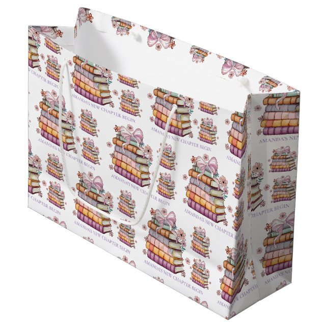 A New Chapter Story Book Bridal Shower  Large Gift Bag (Front Angled)