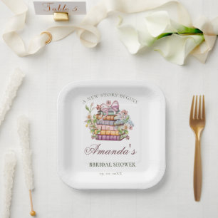 A New Chapter Story Book Bridal Shower Paper Plate