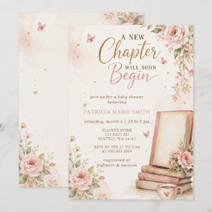 A new Chapter Story book Girl Baby Shower Invitation