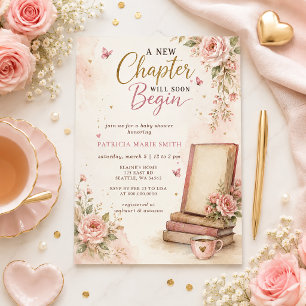 A new Chapter Story book Girl Baby Shower Invitation