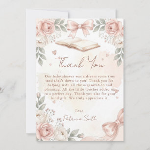 A new Chapter Story book Girl Baby Shower Thank You Card