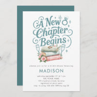 A New Chapter Teal Faux Glitter Bridal Shower
