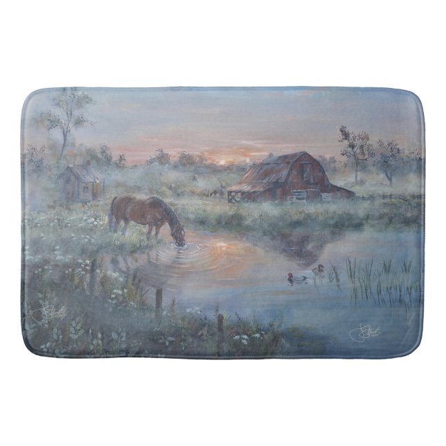 A New Day - Horse painting Bath Mat (Front)