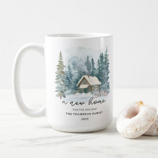 A New Home Calligraphy Holiday Moving Keepsake Coffee Mug