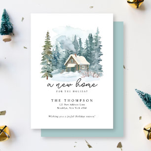 A New Home Holiday Handwriting Calligraphy Moving  Announcement