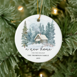 A New Home Winter Handwriting Calligraphy Moving Ceramic Tree Decoration