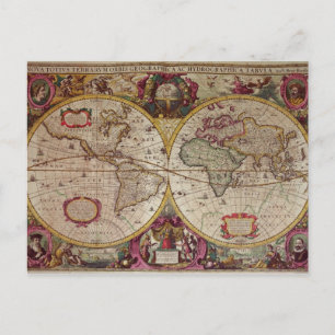 A New Land and Water Map of the Entire Earth Postcard