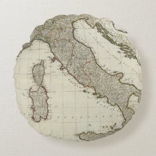 A new map of Italy with the islands of Sicily Round Cushion