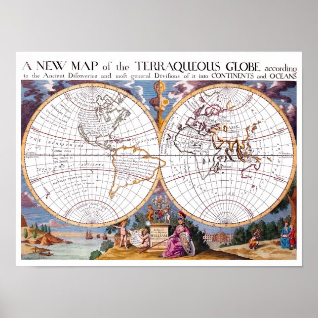 A New Map Of The Terraqueous Globe Archival Poster (Front)