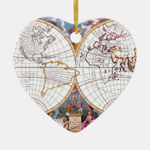 A New Map Of The Terraqueous Globe Heart Ornament
