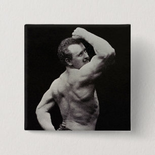 A New Pose by StrongMen Eugen Sandow Bodybuilding 15 Cm Square Badge