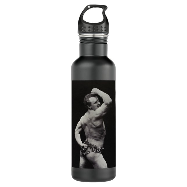 A New Pose by StrongMen Eugen Sandow Bodybuilding 710 Ml Water Bottle (Front)