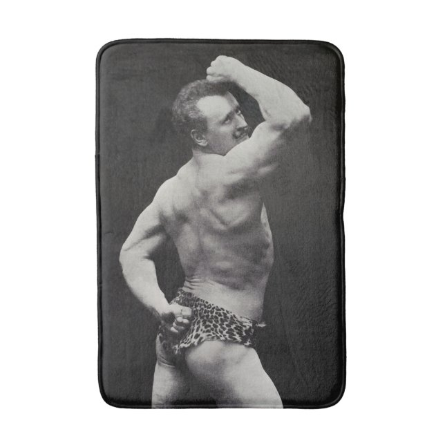 A New Pose by StrongMen Eugen Sandow Bodybuilding Bath Mat (Front Vertical)