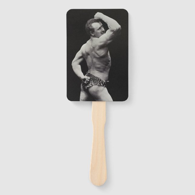 A New Pose by StrongMen Eugen Sandow Bodybuilding Hand Fan (Front)