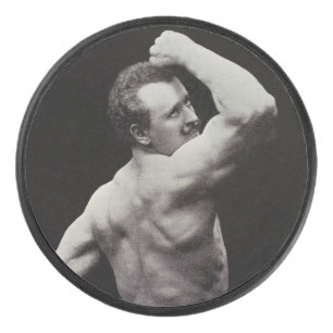 A New Pose by StrongMen Eugen Sandow Bodybuilding Hockey Puck