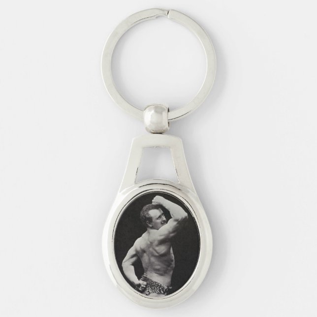 A New Pose by StrongMen Eugen Sandow Bodybuilding Key Ring (Front)